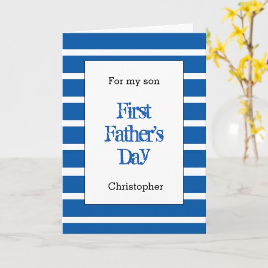 Blue Personalized 1st Vaderdag Son Kaart (Gele Bloem)