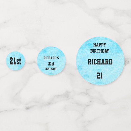 Blue Personalized 21st Birthday Confetti (Voorkanten)
