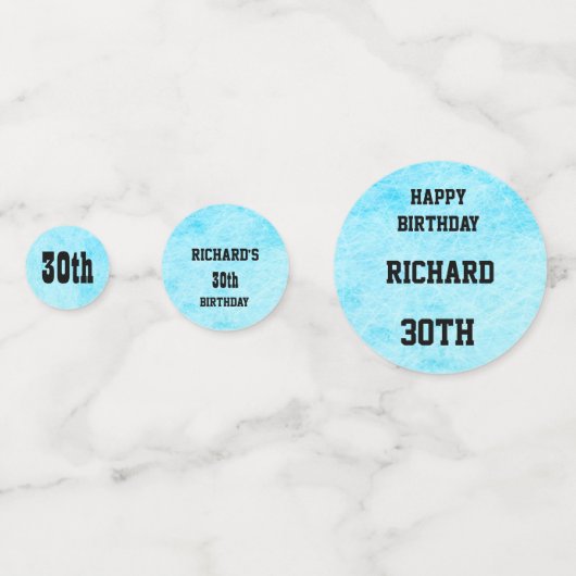 Blue Personalized 30th Birthday Confetti (Voorkanten)