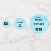 Blue Personalized 50th Birthday Confetti (Voorkanten)