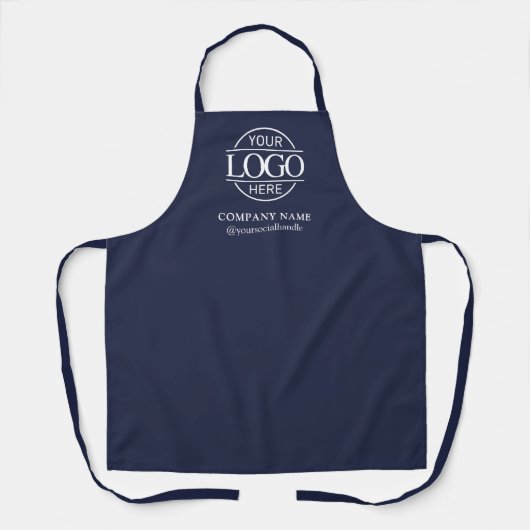 Blue Personalized Apron with Logo Custom Uniform Schort (Voorkant)
