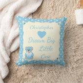 Blue Personalized baby name Teddy Bear Kussen (Deken)