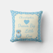 Blue Personalized baby name Teddy Bear Kussen (Voorkant)