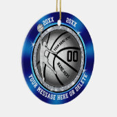 Blue Personalized Basketball Ornaments for Girls Keramisch Ornament (Rechts)