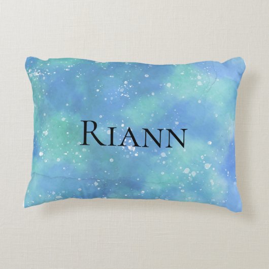 Blue Personalized Fantasy Princess Girly Accent Kussen (Achterkant)