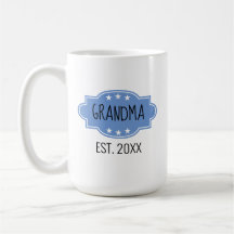 Blue Personalized Grandma Est 20XX add Photo Mok