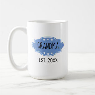 Blue Personalized Grandma Est 20XX add Photo Mok
