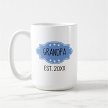 Blue Personalized Grandpa Est 20XX add Photo Mok