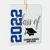 Blue Personalized High School Afstuderen Keramisch Ornament (Rechts)