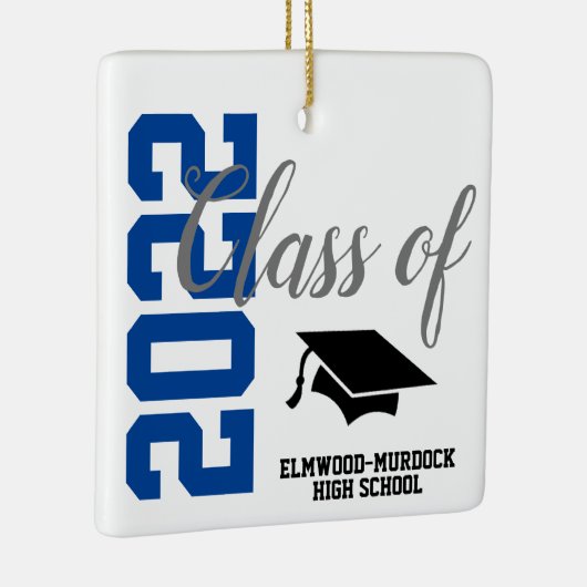 Blue Personalized High School Afstuderen Keramisch Ornament (Rechts)