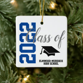 Blue Personalized High School Afstuderen Keramisch Ornament