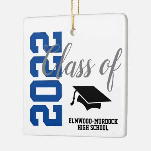 Blue Personalized High School Afstuderen Keramisch Ornament (Links)