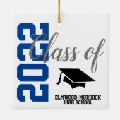 Blue Personalized High School Afstuderen Keramisch Ornament (Achterkant)