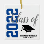 Blue Personalized High School Afstuderen Keramisch Ornament (Voorkant)