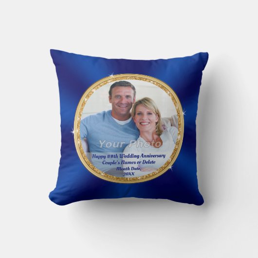 Blue Personalized Jubileum Photo Gifts, Delete Kussen (Voorkant)