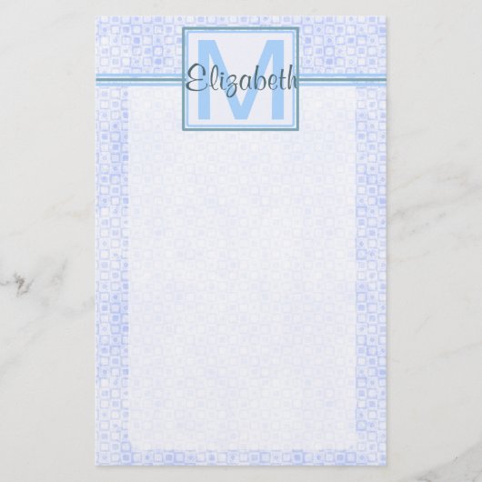 Blue Personalized Monogram Briefpapier (Voorkant)