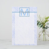 Blue Personalized Monogram Briefpapier (Staand voorkant)