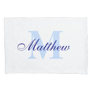 Blue Personalized Monogram Custom Pillow Hoesje Kussensloop