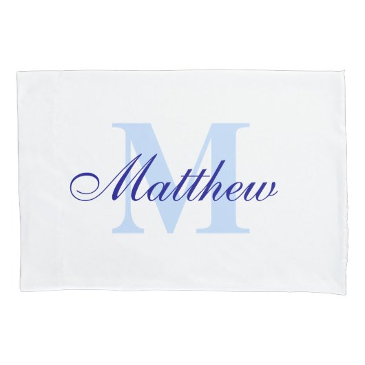 Blue Personalized Monogram Custom Pillow Hoesje Kussensloop (Voorkant)