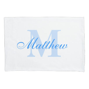 Blue Personalized Monogram Custom Pillow Hoesje Kussensloop