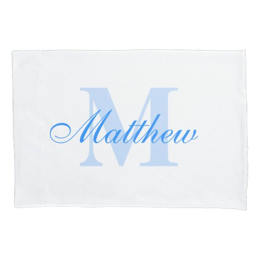 Blue Personalized Monogram Custom Pillow Hoesje Kussensloop (Voorkant)