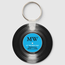 Blue Personalized Music Vinyl Record Sleutelhanger