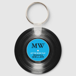 Blue Personalized Music Vinyl Record Sleutelhanger