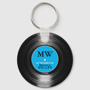 Blue Personalized Music Vinyl Record Sleutelhanger