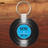 Blue Personalized Music Vinyl Record Sleutelhanger (Voorkant)
