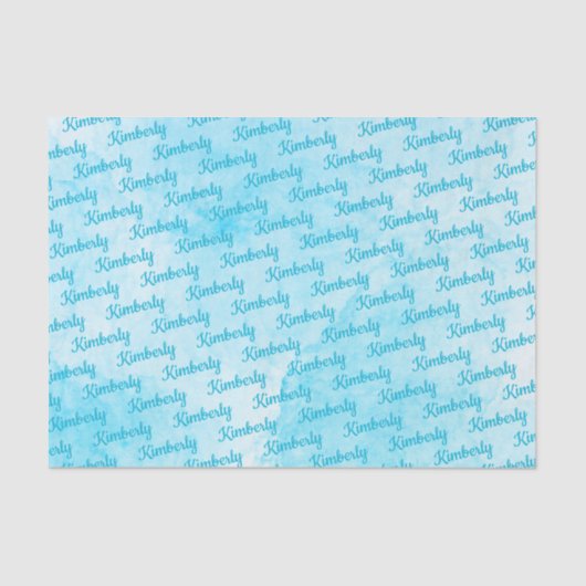Blue Personalized Name Tissuepapier (Voorkant)