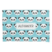 Blue Personalized Panda Beer Kinder Kawaii Kussensloop (Voorkant)