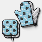 Blue Personalized Pet Photo Hondenliefhebber Insta Ovenwant & Pannenlap Set (Voorkant / Achterkant)