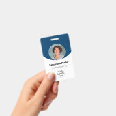 Blue Personalized Photo, Logo, Barcode Employee Badge (Handheld)