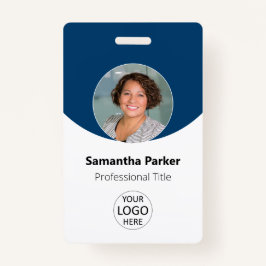 Blue Personalized Photo, Logo, Barcode Employee Badge