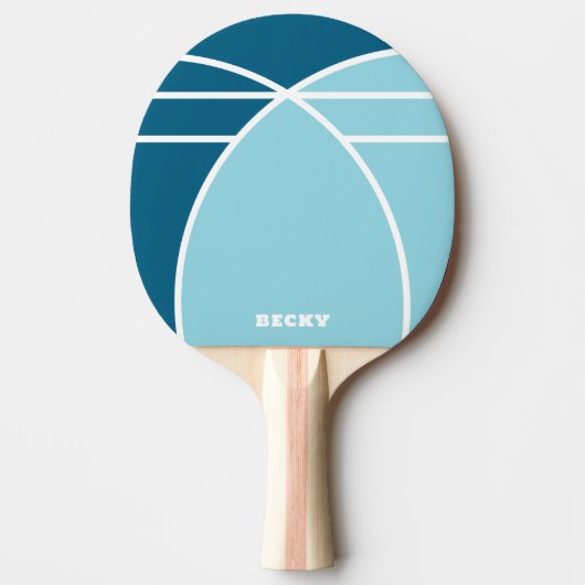 Blue Personalized Ping Pong Paddle with Name Tafeltennisbatje (Voorkant)