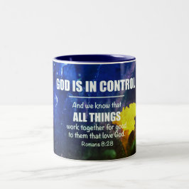 Blue Personalized ROMANS 8:28 Christelijk Tweekleurige Koffiemok