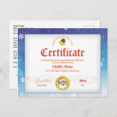 Blue Personalized Santa's Nice List Certificate Briefkaart (Voorkant / Achterkant)