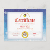 Blue Personalized Santa's Nice List Certificate Briefkaart (Voorkant)