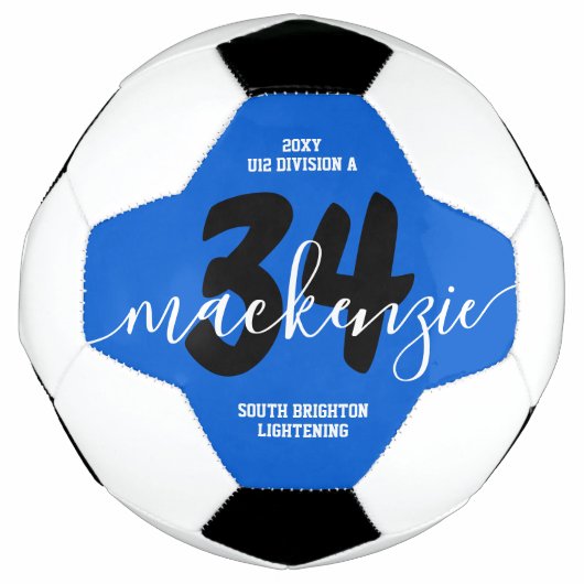 Blue Personalized Team Colors Name Jersey Number Voetbal (Voorkant)