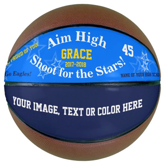 Blue Persoonlijke naam Team Stars Basketball Mini Basketbal (Voorkant)