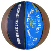 Blue Persoonlijke naam Team Stars Basketball Mini Basketbal (Verticaal)