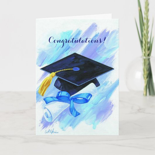 Blue pet afstuderen aanpasbare kaart (Voorkant)