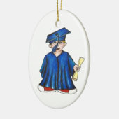 Blue Pet and Gown School Afstuderen Boy Diploma Keramisch Ornament (Links)