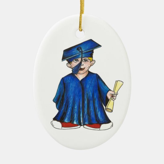 Blue Pet and Gown School Afstuderen Boy Diploma Keramisch Ornament (Voorkant)