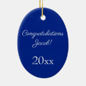 Blue Pet and Gown School Afstuderen Boy Diploma Keramisch Ornament (Achterkant)