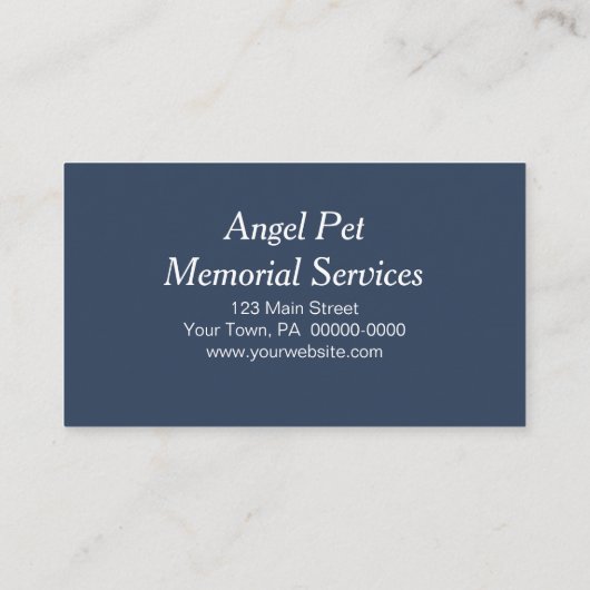 Blue Pet Guardian Angel Memorial Services Visitekaartje (Achterkant)