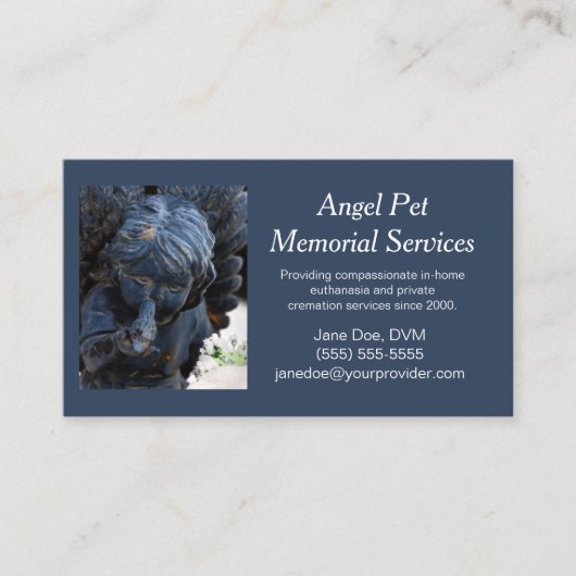 Blue Pet Guardian Angel Memorial Services Visitekaartje (Voorkant)