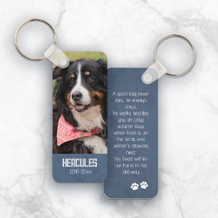 Blue Pet Memorial Gedicht & Pet Foto Sleutelhanger