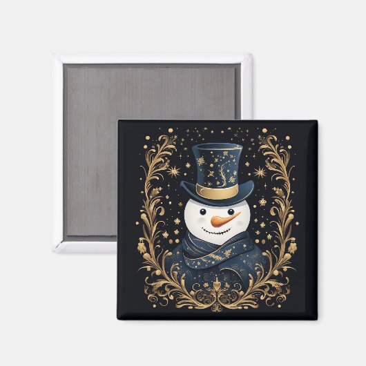 Blue Pet Snowman Gold Decoratieve Vakantiemagnet Magneet (Voorkant / Achterkant)