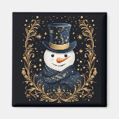Blue Pet Snowman Gold Decoratieve Vakantiemagnet Magneet (Voorkant)